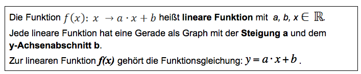 Definition lineare Funktion
