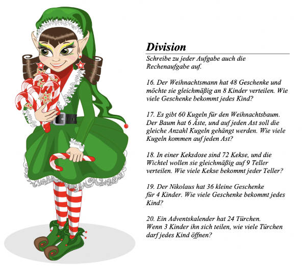 Weihnachtliche Matheaufgaben Klasse 2 Division