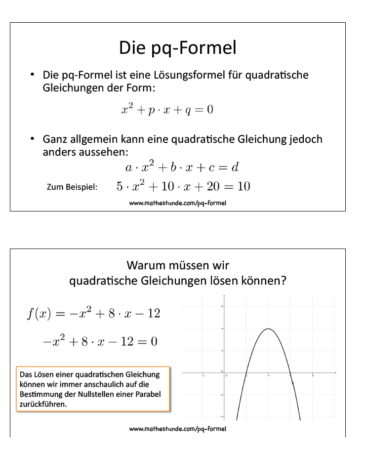 P Q Formel Aufgaben Ubungen Herleitung Zur Pq Formel